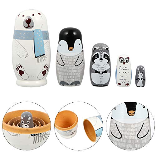 ARTIBETTER 5 Camadas Bonecas Russas Animais Brinquedos de Madeira Bonecas Matryoshka Brinquedos de M