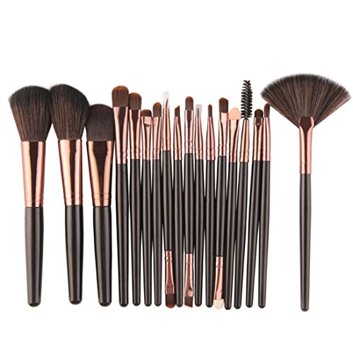Sunsee 18 pcs Makeup Brush Set tools Make-up Toiletry Kit Wool Make Up Brush Set (Black)
