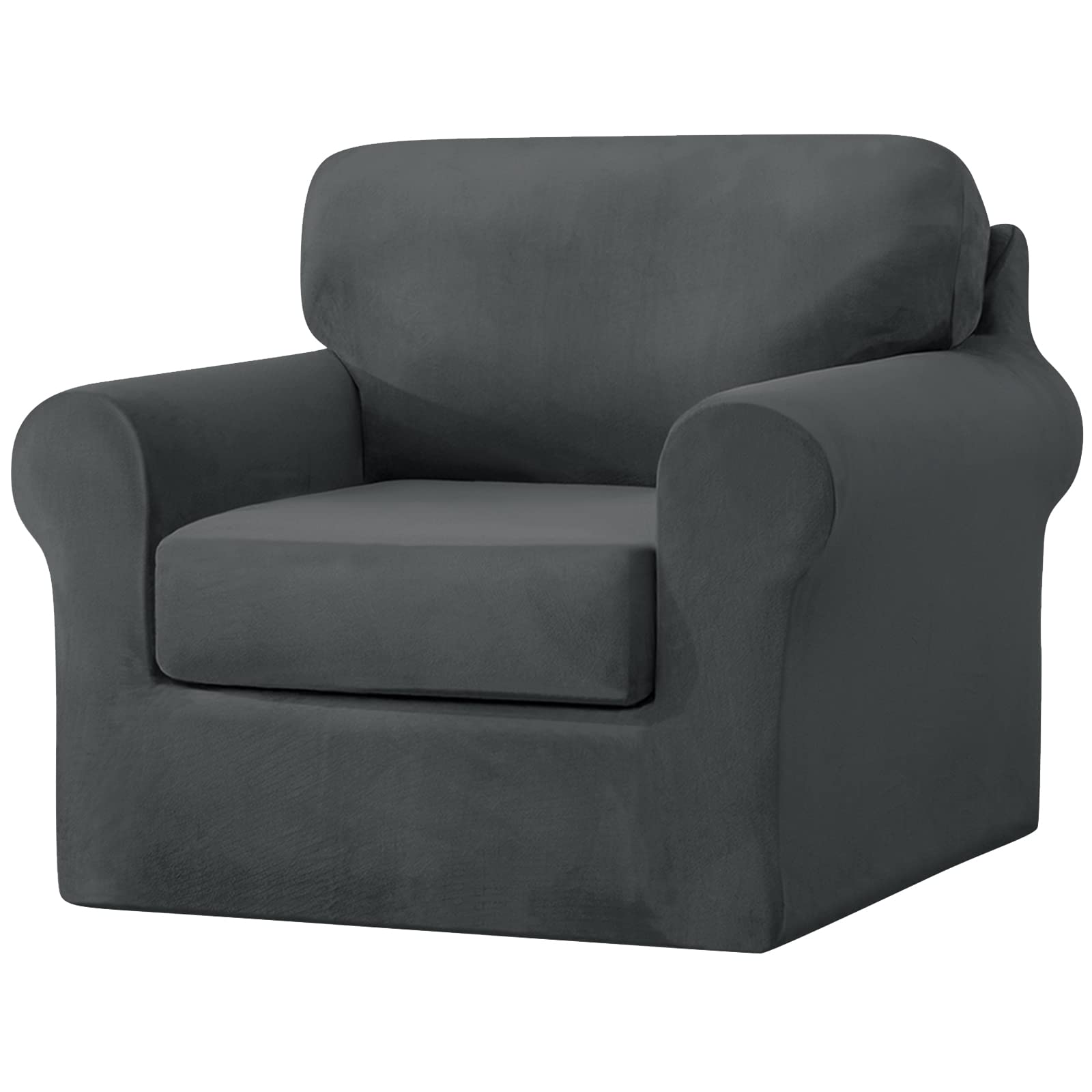 SYLC Sofa Cover with Separate Seat Cushions and Backrests Stretch Velvet Sofa Slipcover Couch Covers Furniture Protector Split Combined (Dark gray,1 Seat Set 3 PCS) — image 1
