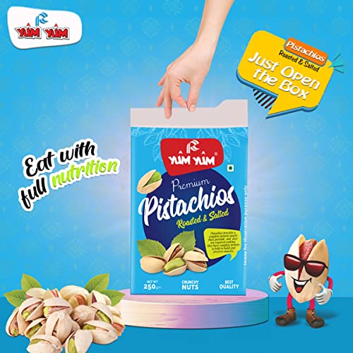 Image of YUM YUM Premium California Roasted & Salted Jumbo Size Pistachios Nut 500g Family Value Pack of 2 (250g Each)| Pista Dry Fruit | Super Crunchy & Delicious Healthy Nuts | Gluten Free & Low-Calorie