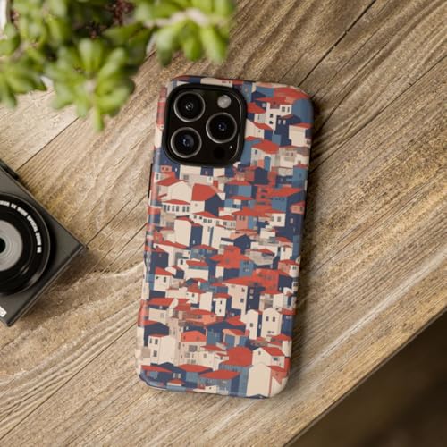 Coque rigide mate maisons urbaines toits rouges iPhone 16 Pro Max - 4
