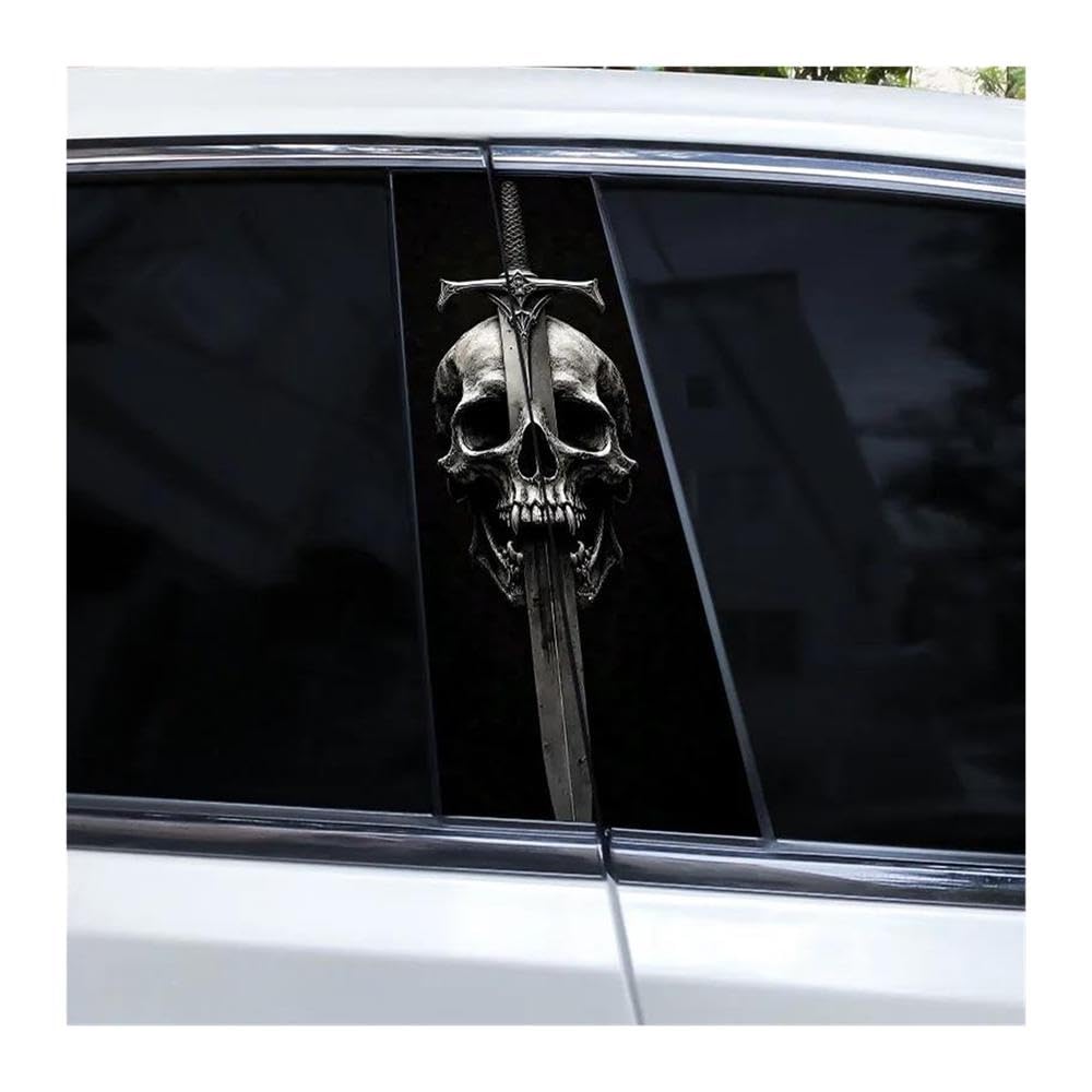 Decorative Items 2pcs Evil Skull Car Door Pillar Decoration Sticker DIY Cover Scratch Car Decal(M)