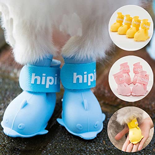Yeduzyn 4Pcs Waterproof Dog Boots Dog Shoes for Snow and Rain Teddy Pomeranian Bichon Small Dogs (Blue, Large) by Yeduzyn - Used condition - Image 7