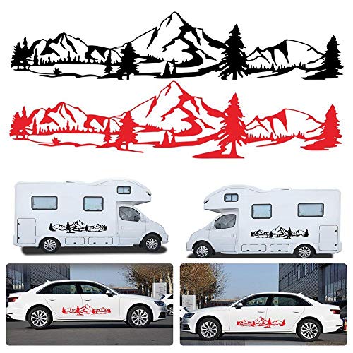 Car Decals - 2Pcs Universal Car Side Body Vinyl Decal Sticker Mountain Forest Graphics Decals Camping Stickers, For Cars Trucks Suvs Camper Rv Trailer Caravan, 59''X13.78'' #TOP5