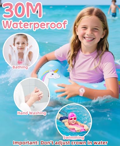 Image of Kids Analog Watches for Girls Boys Watches with Soft Band Learning Time Waterproof Children Watch Easy to Read for Ages 4-12 Kids Gift