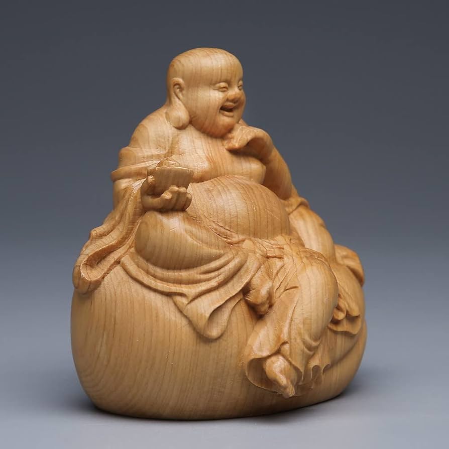 仏教美術　本水晶彫刻　布袋像　仏像　置物　V　5292 仏教美術 本水晶彫刻 布袋像 仏像 置物 V 5292