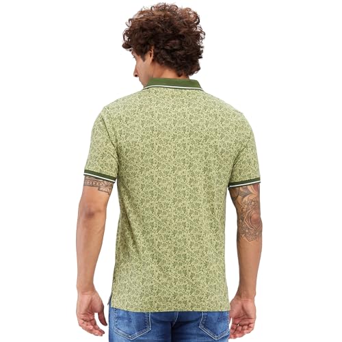 Image of Raymond Men's Modern Fit Print Pattern Pure Cotton Half Sleeve Polo Casual T-Shirt