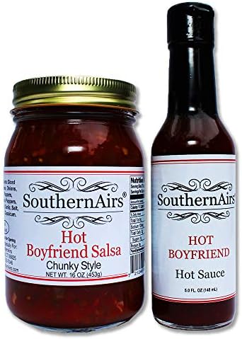 SouthernAirs Hot Boyfriend Hot Sauce & Chunky Style Salsa Combo / Year round Gift favorite / fresh hot natural sauce and salsa / two to tango with / 1 -2 pack bottles