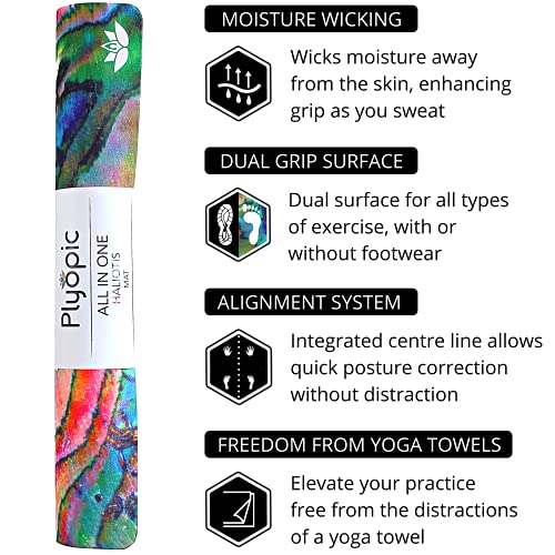 Plyopic All-In-One Yoga Mat | Luxury Sweat-Grip Mat/Towel Combo | Eco-Friendly Natural Rubber | Ideal For Yoga, Pilates, Bikram, Hot Yoga, Workout And Exercise #TOP4