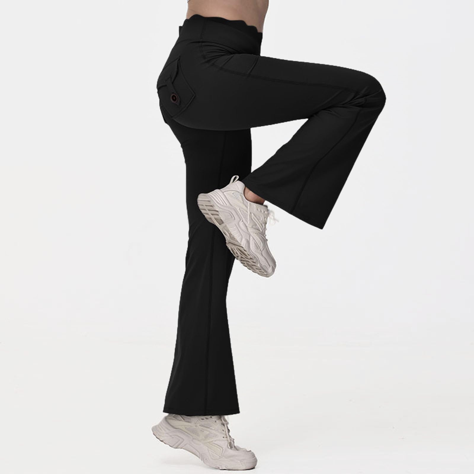 Leggings Svasati con Tasche Donna, Modello da Palestra e Yoga con Effetto Sollevamento Glutei, Pantaloni a Gamba Larga Eleganti e Versatili