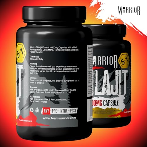 Warrior Shilajit Capsules 120 – 16,000mg 5-in-1 Himalayan Complex with Ashwagandha, Lion’s Mane, Turmeric & Black Pepper – Energy, Vitality, Cognitive Focus, Natural Testosterone Support - Image 3