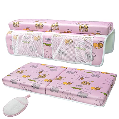 Image of BOAKOOK Bath Kneeler and Elbow Rest Pad Set with Baby Sponge|1.75" Thick Baby Bath Kneeler Pad Mat for Baby, Toddler, Newborn |Extra Comfortable Cushioning for Knee and Elbow | Baby Sponge Included