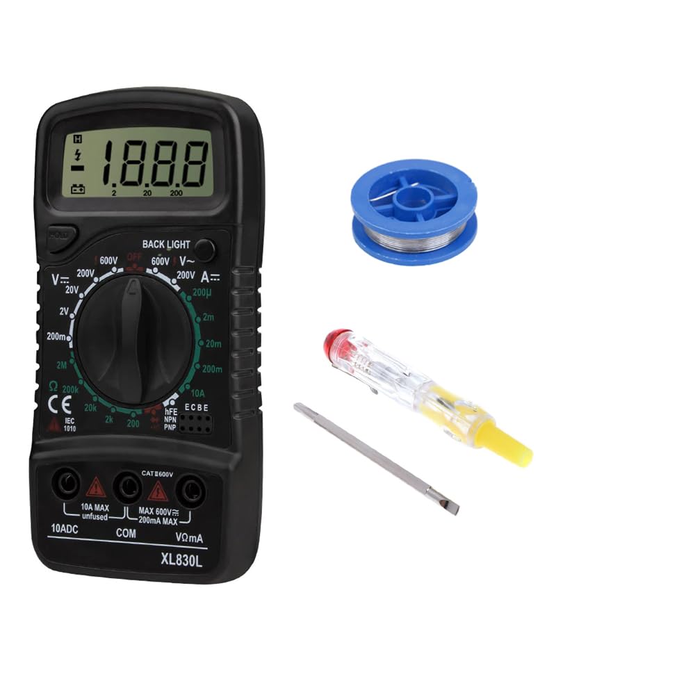 CRAFTS HAVELI Combo of Digital Tester Multimeter 830, Soldering Wire & 2in1 Tester