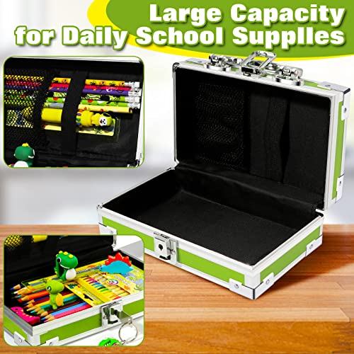 Image of JYPS Dinosaur Pencil Box for Boys & Girls, Lock Box with Portable Handle and Dinosaur Keychain, Green Pencil Case, Cute School Supplies, Back to School Gift