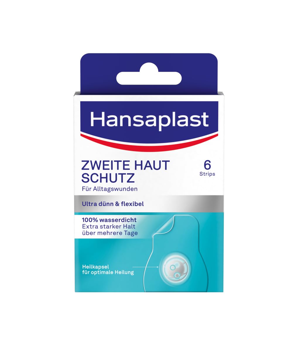 Hansaplast Hydrokolloid-Pflaster Zweite Haut Schutz – 6er Pack (7,6 × 3,5 cm)