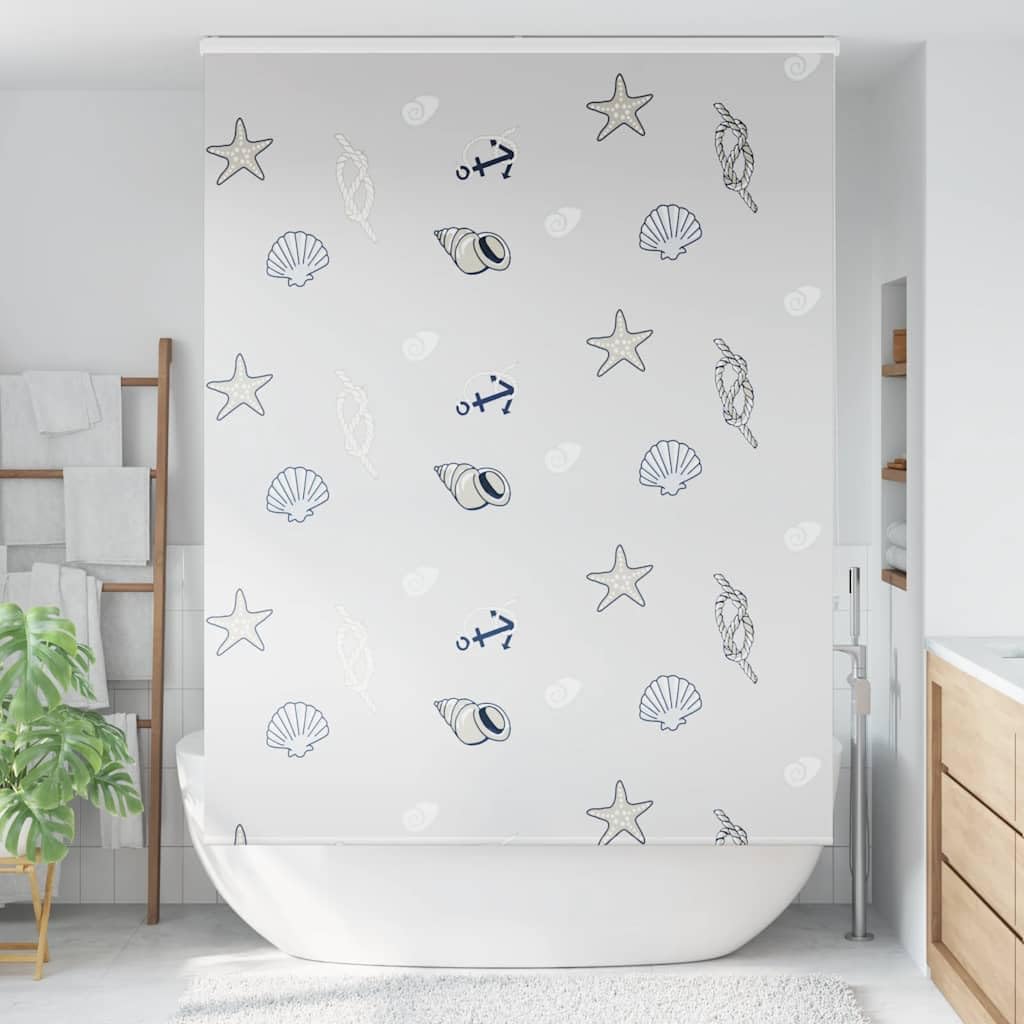 Duschrollo Kassette PEVA 146 cm | Installation an Decke oder Wand, Rollmechanismus, höhenverstellbar, Kindersicherung