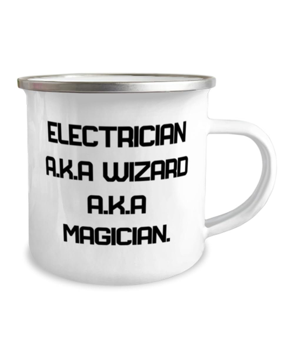 Electrician A.K.A Wizard A.K.A Magician. 12oz Camper Mug, Electrician, Nice Gifts For Electrician from Coworkers, Electrician gifts, Cool electrician gifts, Unique electrician gifts, Personalized