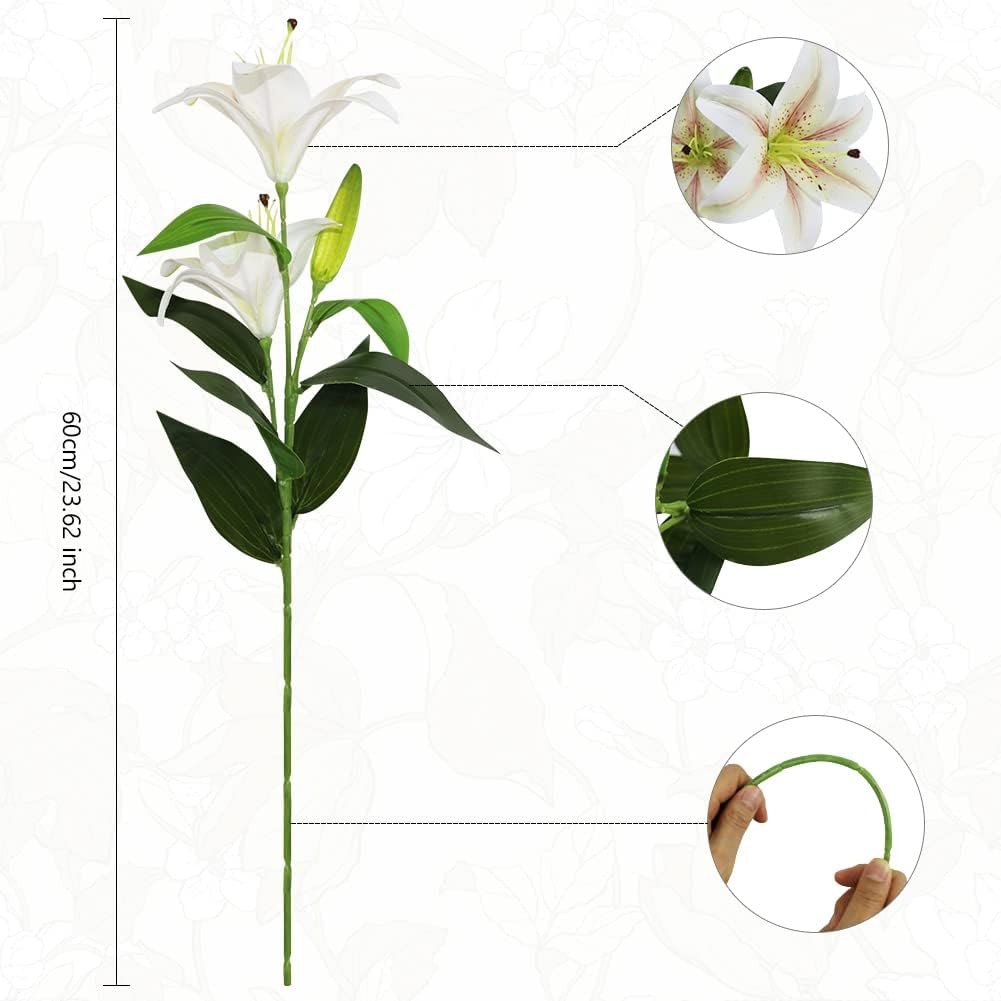 Olrla Lirio Artificial de 60 cm de Largo, 8 Cabezas de Flores florecientes 4 capullos Flores de Lirio de Tigre Falsas para decoración de Boda, hogar, Hotel, Oficina (champán Degradado)