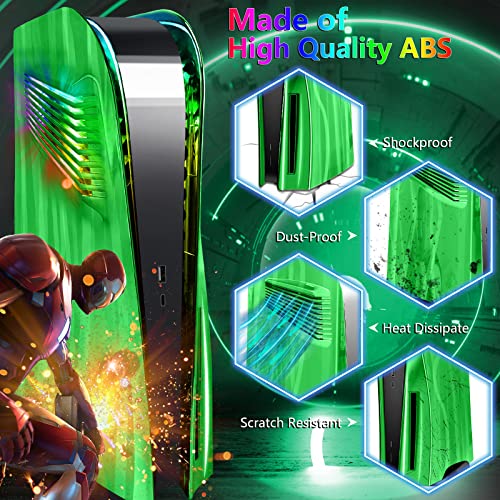Ps5 Plates With Vent And Rgb Led Light Strip Sikemay Ps5 Cover 400+ Effects Led Light Ring Ps5 Console Face Plates For Playstation 5 Disc Edition Diy Decoration Kit Accessories Eelectroplating Green #TOP2