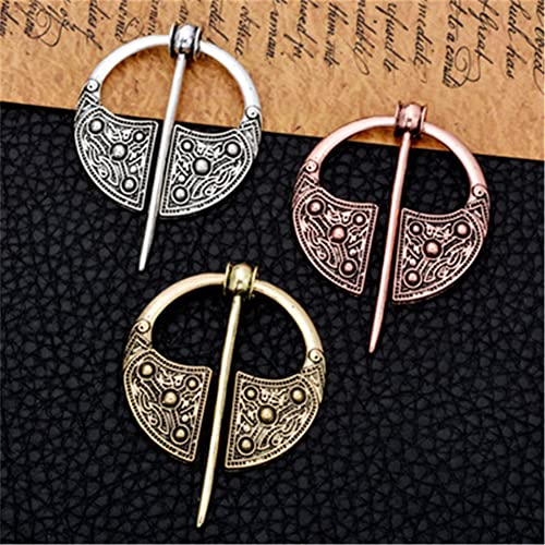 Image of Retro Viking Brooches Cloak Pins Celtic Scarf Shawl Buckle Medieval Clasp Pin Brooch Penannular Brooch for Women Men Jewelry Costume 3Pcs Set