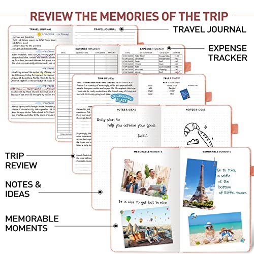 JUBTIC-Travel-Journal-for-Women-Men-Vacation-Planner-with-Pockets-for-Keepsakes-Travel-Notebook-for-6-Trips-Trip-Planner-Travel-Gifts-Rose-Gold