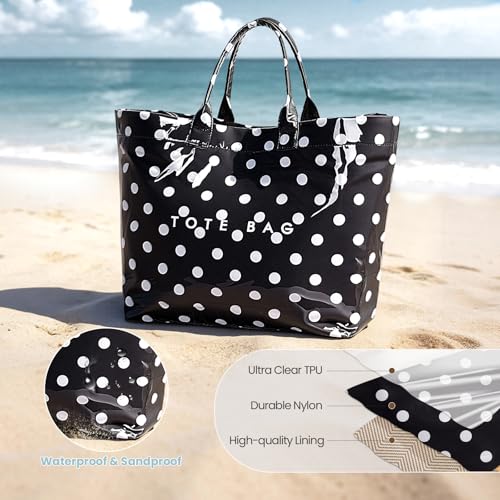 Image of Lushandy PVC Tote Bag for Women Jelly Beach Bag Top Handle Hobo Handbag | Water-Resistant, Wipe Clean, Lightweight