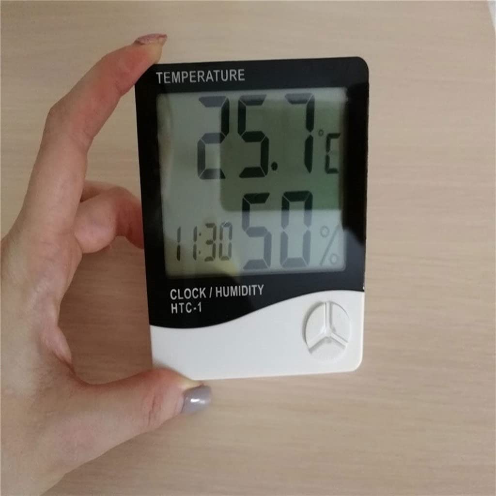JFDBGU LCD Elettronico Digitale Temperatura umidità Meter Termometro da Esterno per Interni Igrometro Orologio Stazione Meteorologica