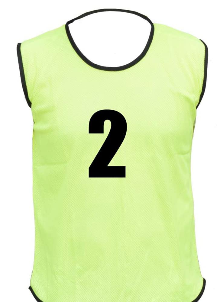 10 MESH BIBS FOOTBALL TRAINING SPORTS BIBS NUMBERED (2-11 OR number of your choice) Front/Back OR Front & Back (Yellow (Front & Back), Junior (U 14's))