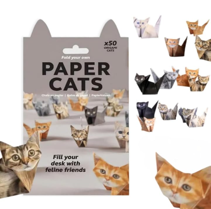 50 Sheets Paper C/ats O/rigami C/ats Origami Cats Kit DIY 3D Paper Cats Origami Kit No Glue Art Craft for Adults Teens & Kids | Fun Relaxing Activity & Unique Desk Decoration Gift for Cat Lovers