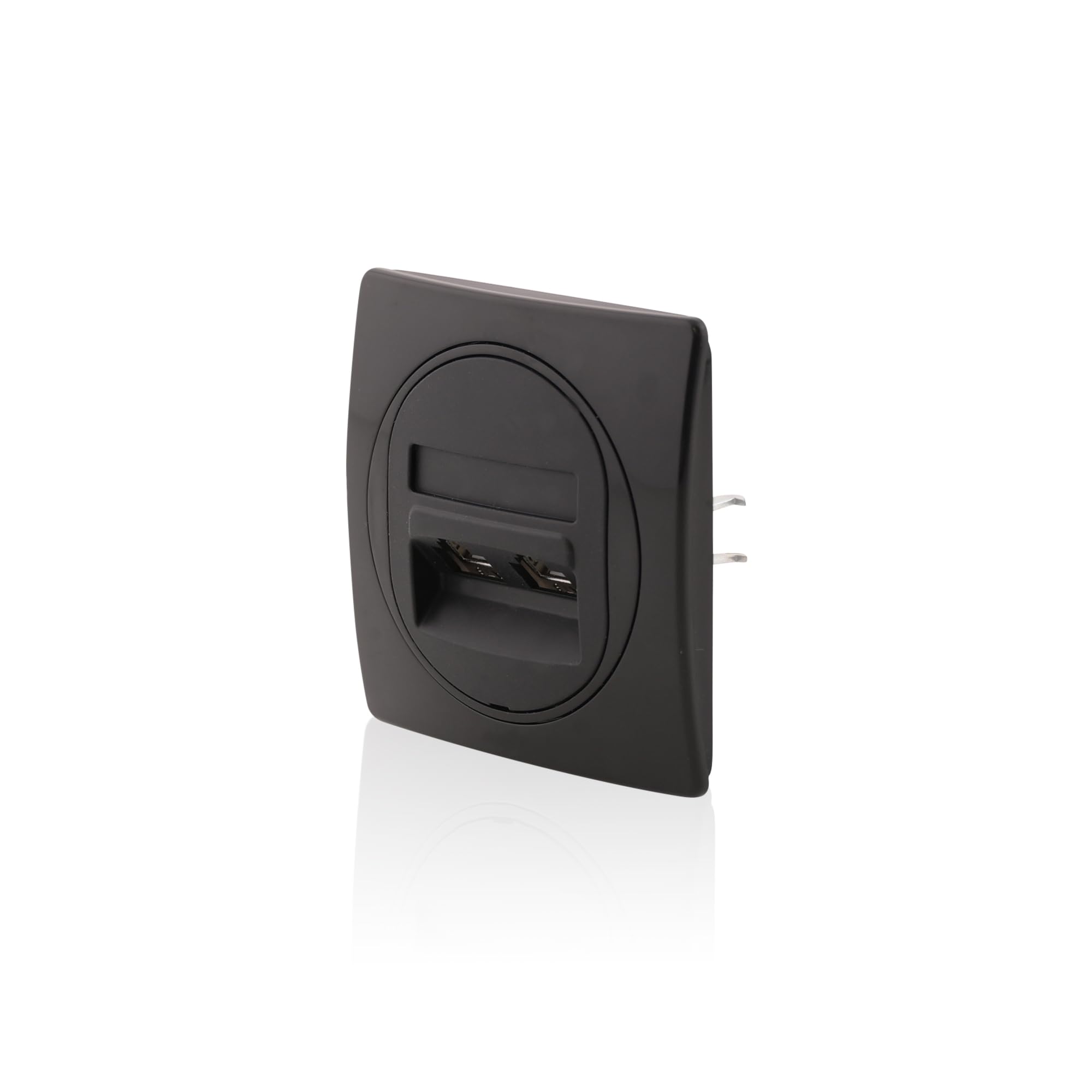 Intratec Daten-Dose Nobilis Schwarz, 2xRJ45 Cat 6 FTP Ø 60 mm & Rahmen 1-fach ABS zur Wandmontage, 80 x 80 mm
