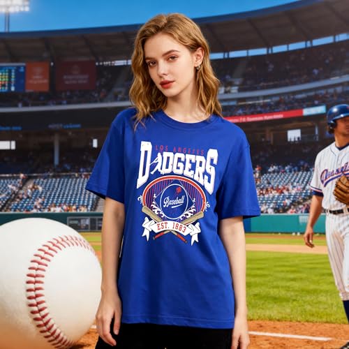 Baseball Shirt for Women Los Angeles Game Day Tee Baseball Graphic Fan Tshirt Blue M by Toolify - Used condition - Image 2
