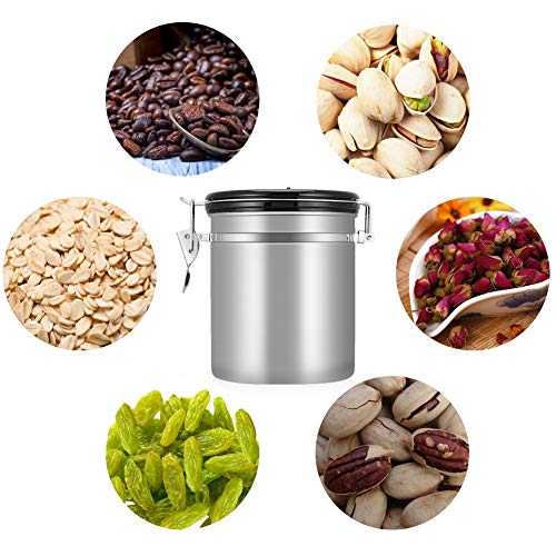 Prexey 1.5L 304 de acero inoxidable hermético granos de café contenedor recipiente de almacenamiento lata(银色) - Imagen 5
