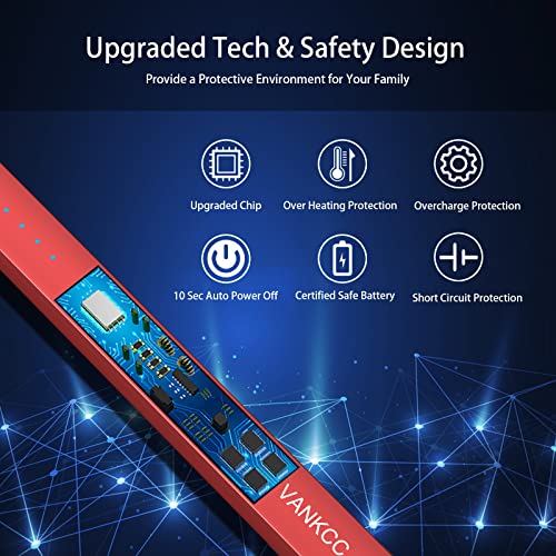Image of Electric Candle Lighter - USB Rechargeable Arc Lighter for Camping, Family Use, BBQs - LED Battery Display, Safety Switch, Flameless, Windproof (Red)