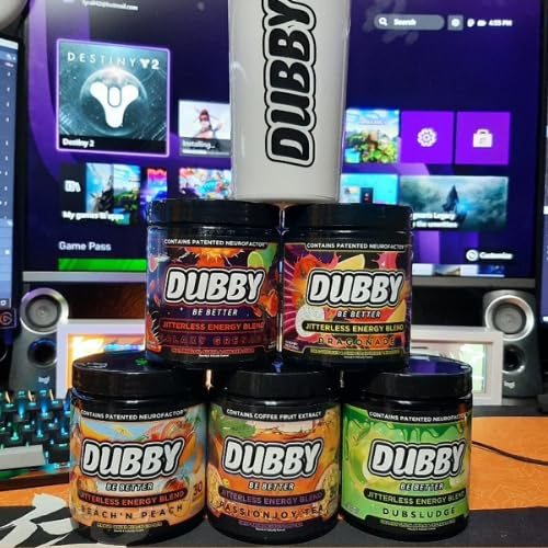 Image of Dubby - Gamer Energy Drink Powder for Gaming - Sugar Free Energy Drinks, Nootropics Jitter-Free Natural Energy Powder, Fruit Punch Lemon Lime Flavor, 30 Serving, 5.61 Ounces (Pushin Punch)