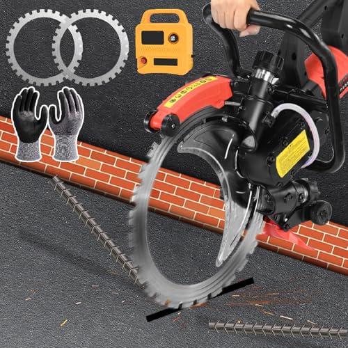 Sierra cortadora eléctrica de hormigón con hoja de diamante, capacidad de corte profundo para granito y piedra, incluye cuchillas adicionales y guantes protectores
