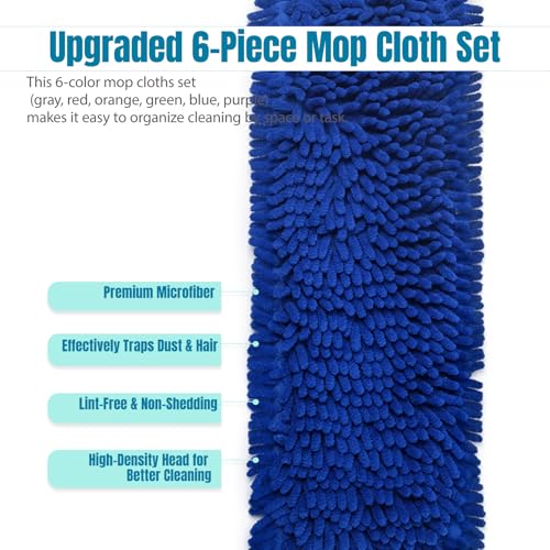 AgagaQx Mikrofaser Wischmopp Bezug, 6PCS Bodenwischer Bezug Stark Saugfähig, Wischbezug Leicht zu Reinigen, Langlebig Nachfüll Moppkopf Pads, Bodenwischer Ersatzbezug Trocken Nass Verwendbar, 40x10cm