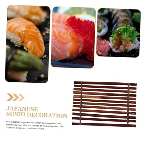 Plato de sushi de bambú para decoración japonesa miniatura 5