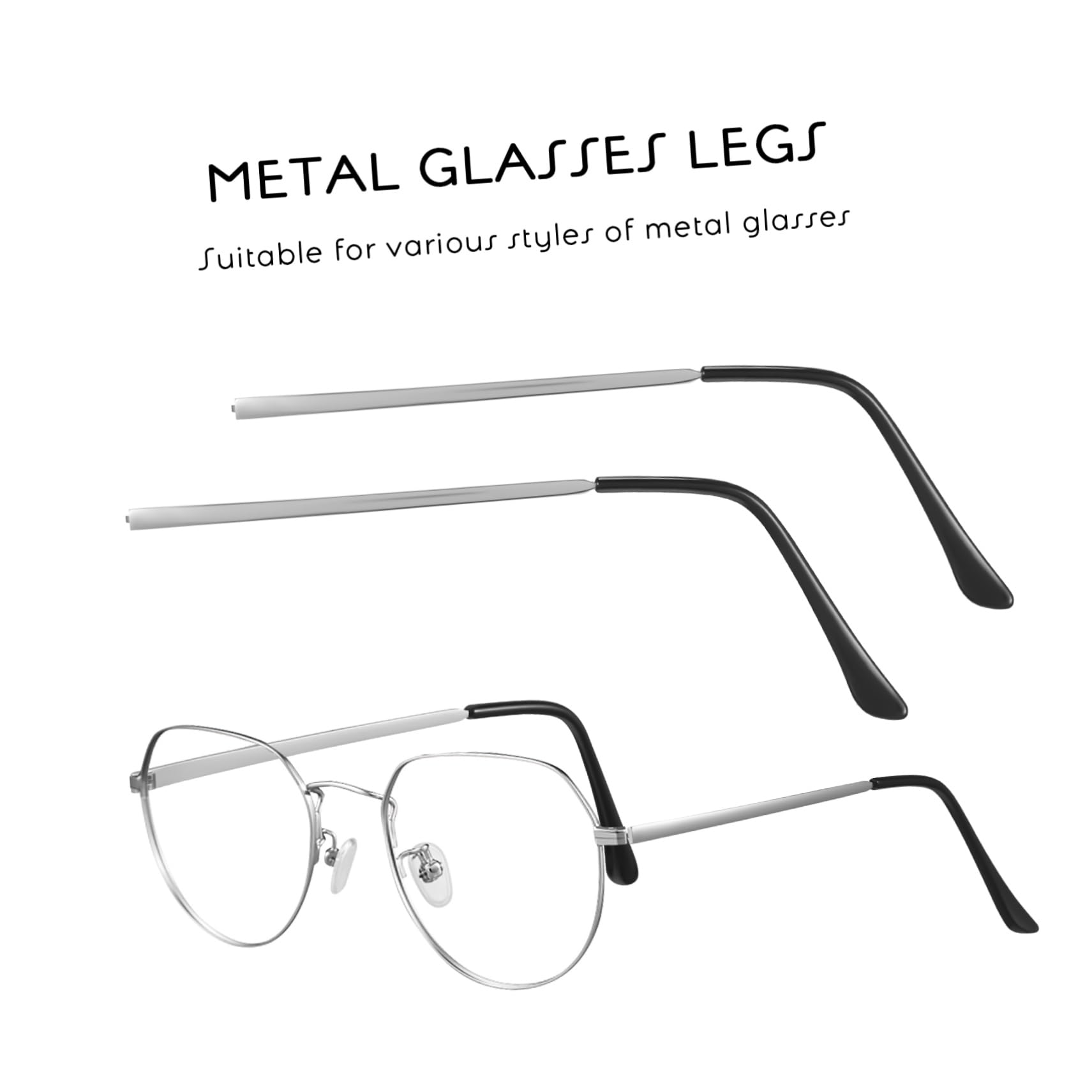 FOMIYES 2 Pairs Glasses Legs Replacement Universal Eyeglasses Frame Temple Metal Sunglasses Arms