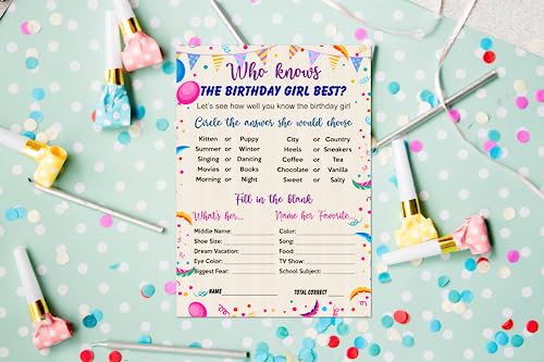RokAPary Who Knows The Birthday Girl Best Game, Themed Birthday Party Ideas, Fun Game For Sleepover, Play Pack of 30 Cards 5”x7”. Made in USA by RokAPary - Image 2
