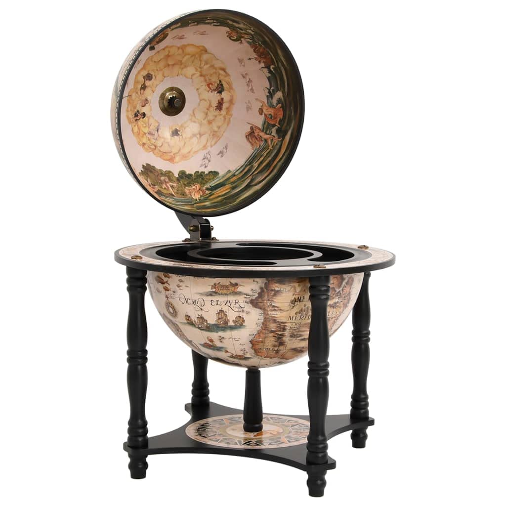 vidaXL Botellero Globo Terráqueo Bar Vino Terráqueo Depósito Armario para Licor Bebida Soporte Mueble Almacenamiento Madera Maciza Eucalipto Negro
