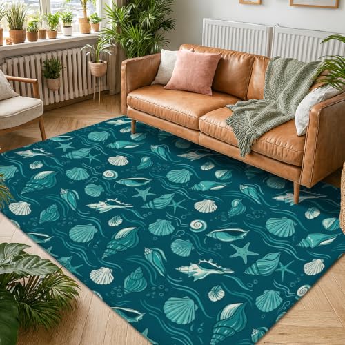Alfombra resistente a la decoloración con estampado estético de estrellas de mar 6