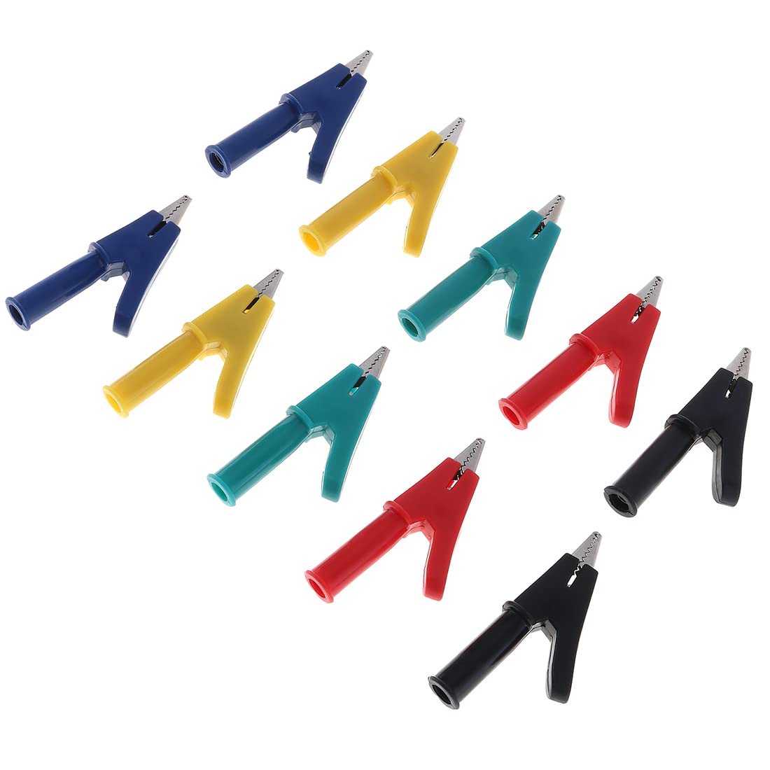 10pcs Fully Insulated Safety Crocodile Alligator Clip 5 Colors Open 10mm Test Lead Wire Cable Clamp Clip with 4mm Socket Banana Jack for Multimeter Electrical Testing-image-8