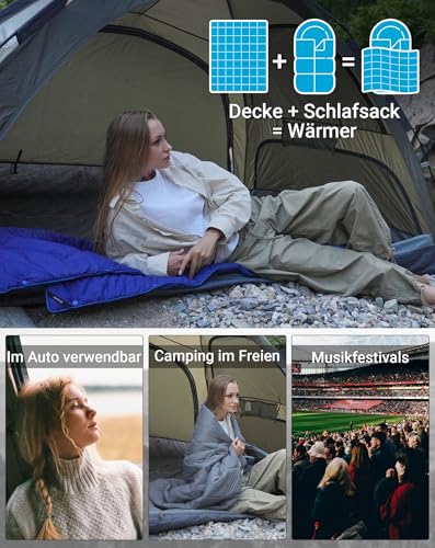 KingCamp Leichte Campingdecke, multifunktionale und warme Steppdecke mit Druckknopf, wasserabweisend, für Rucksack, Reisen, Flugzeug, Wandern, Picknick