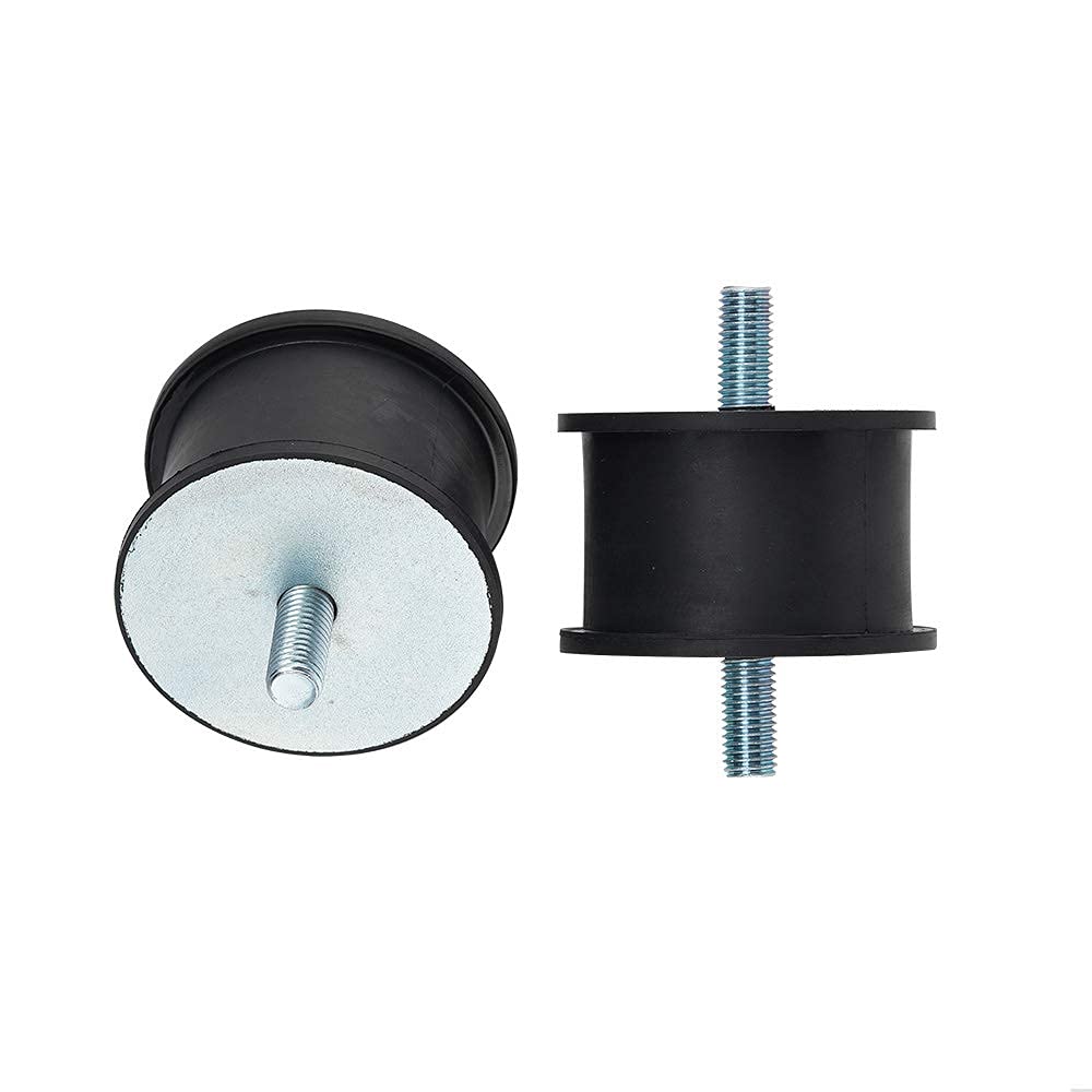 Rubber Cylindrical Vibration Isolator Mount with 2 Threaded Studs, Inch