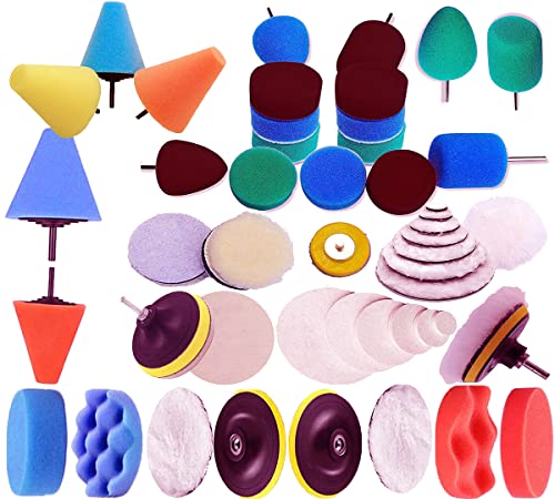 Image of DIY Crafts 45 Pcs 15x3, 5 inchinch, Mini Felt Fur 1-3 inch inch Choice 1-7 inch inch Sponge Buffing Pads Waxing Pads Drill Adapter M10 /14 for Tight Areas Detailing Polishing Waxing & Seal(45 Pcs 15x3, 5 inchinch)