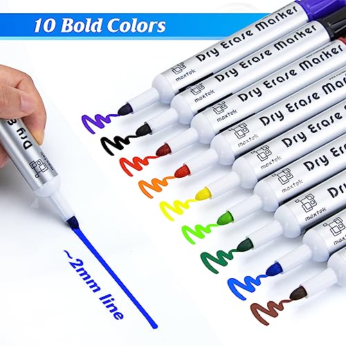 maxtek Whiteboard Markers Bullet Tip, Dry Wipe Pens for White board Flip Chart Low Odor Whiteboard Pens - Image 3