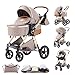 BEBBY Passeggino trio,Passeggino 3 in 1, Passeggino Canna Portatile Pieghevole in Un Clic,Passeggini Combinato Paesaggio Alto Telaio in Alluminio Per Neonato Passeggini (khaki-8, H2) immagine