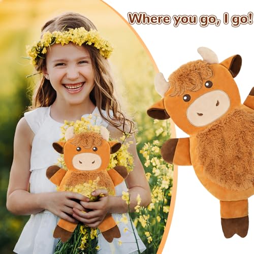Image of Microwave Heating Pad for Pain Relief, 16 inch x 11 inch Microwavable Heating Pads for Cramps, Back Pain, Neck Shoulder, Muscles, Knee, Joints, Natural Heat Pack Moist Heat, Highland Cow with Round Eyes
