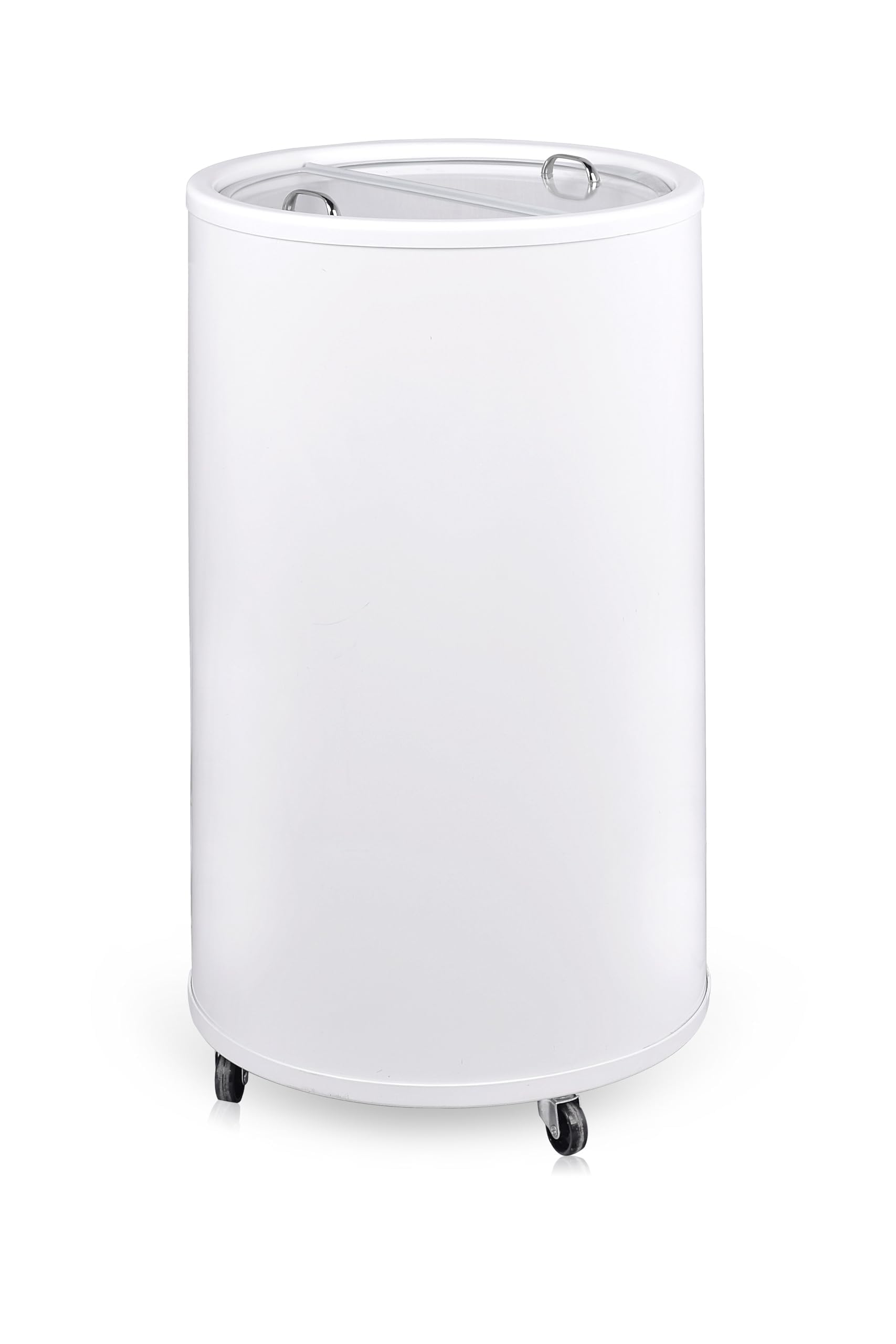 METRO Professional Party-Cooler/frigo bibite su ruote, HCR40, plastica/vetro temperato, Ø 44.2 x 74.5 cm, 34 L, con 4 ruote, ideale per lattine, bianco