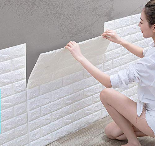 5 pegatinas de pared 3D de ladrillo blanco.